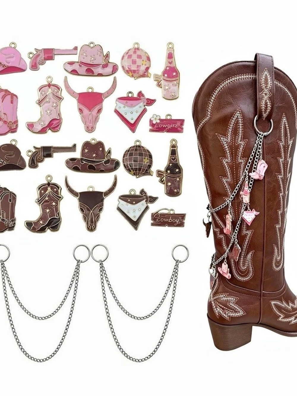 Western Charm Chain Accessory Set Pink & rose